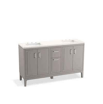 Kohler Seer 60'' bathroom vanity cabinet with sinks and quartz top - Mohair Grey