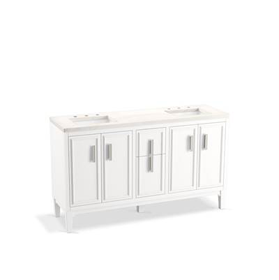 Southerk 60'' bathroom vanity cabinet with sinks and quartz top