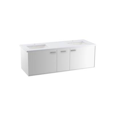 Jute 60'' wall-hung bathroom vanity cabinet - Linen White