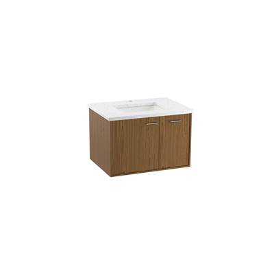 Jute 30'' wall-hung bathroom vanity cabinet - Walnut Flax