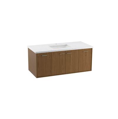 Jute 48'' wall-hung bathroom vanity cabinet - Walnut Flax