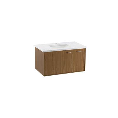 Jute 36'' wall-hung bathroom vanity cabinet - Walnut Flax