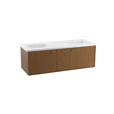 Jute 60'' wall-hung bathroom vanity cabinet - Walnut Flax