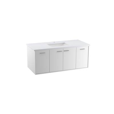 Jute 48'' wall-hung bathroom vanity cabinet - Linen White