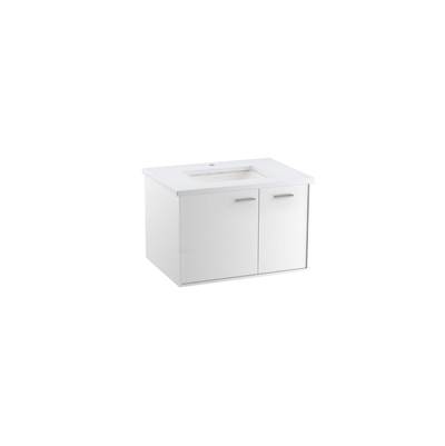 Jute 30'' wall-hung bathroom vanity cabinet - Linen White