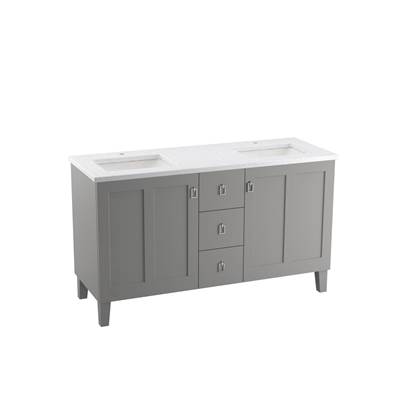 60'' bathroom vanity cabinet with sinks and quartz top