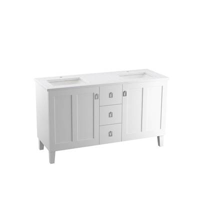 60'' bathroom vanity cabinet with sinks and quartz top