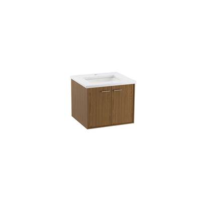 Jute 24'' wall-hung bathroom vanity cabinet - Walnut Flax