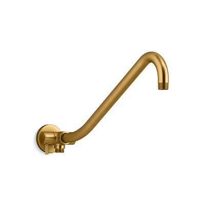Gooseneck Rainhead arm with 2-way diverter - Vibrant Brushed Moderne Brass