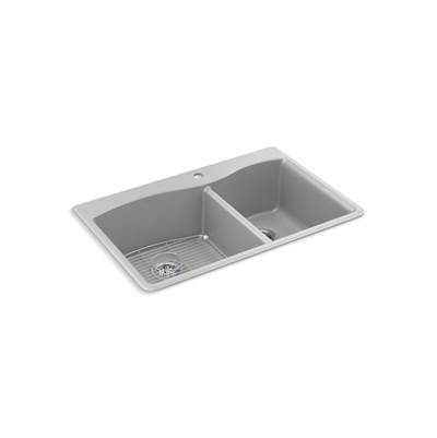 Kohler Kennon 33'' Top-/undermount Double-bowl Kitchen Sink - Matte Grey