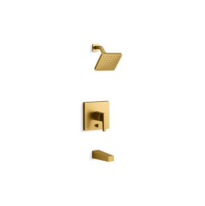 Kohler Honesty Rite-Temp bath and shower trim kit with push-button diverter, 1.75 gpm - Vibrant Brushed Moderne Brass