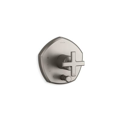 Kohler Occasion Rite-temp Valve Trim with Push-button Diverter and Cross Handle - Vibrant Brushed...