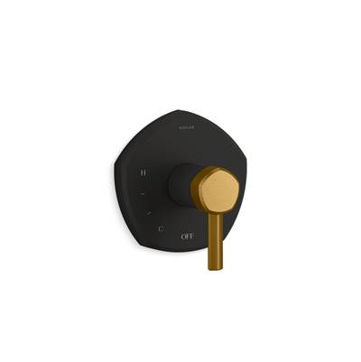Kohler Occasion Rite-temp Valve Trim with Lever Handle - Matte Black with Brushed Moderne Brass