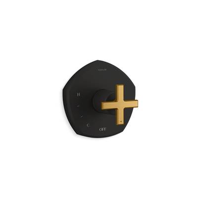 Kohler Occasion Rite-temp Valve Trim with Cross Handle - Matte Black with Brushed Moderne Brass