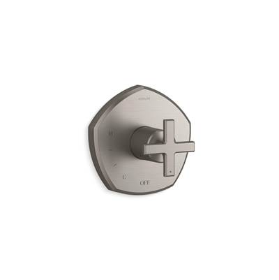 Kohler Occasion Rite-temp Valve Trim with Cross Handle - Vibrant Brushed Nickel