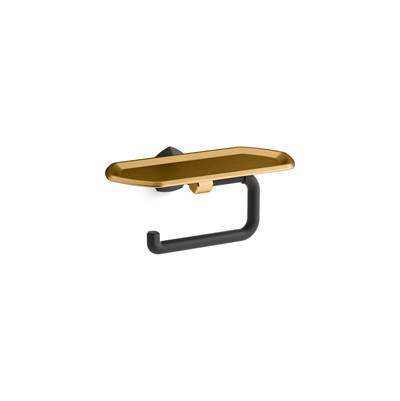 Kohler Occasion Toilet Paper Holder with Tray - Matte Black with Brushed Moderne Brass