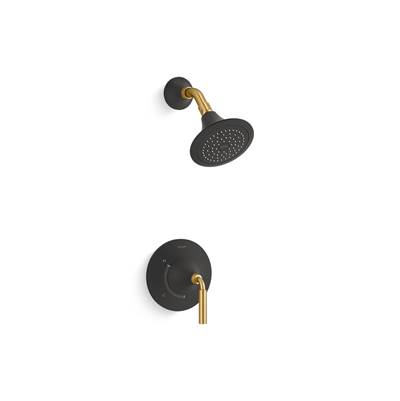 Kohler ToneE Rite-Temp shower trim kit, 1.75 gpm - Matte Black With Brushed Moderne Brass