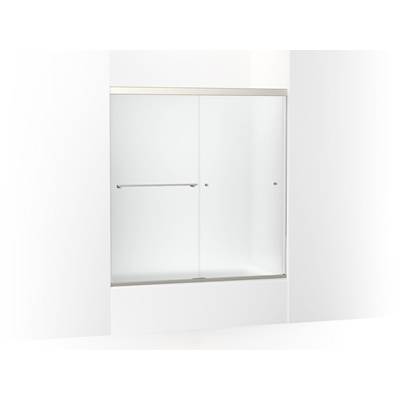 Kohler Revel Sliding bath door, 62'' H x 56-5/8 - 59-5/8'' W, with 5/16'' thick Frosted glass - Anodized Brushed Nickel