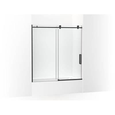 ComposedE 62'' H sliding bath door with 3/8''-thick glass