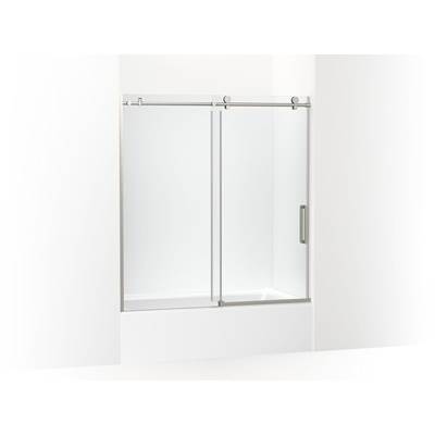 ComposedE 62'' H sliding bath door with 3/8''-thick glass