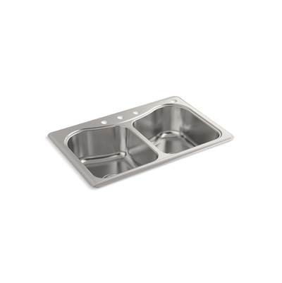 Kohler StaccatoE 33'' top-mount double-bowl kitchen sink - Stainless Steel