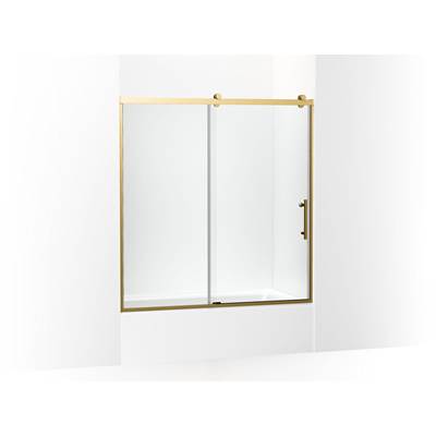 Kohler Rely 62-1/2'' H sliding bath door with 3/8''-thick glass - Vibrant Brushed Moderne Brass