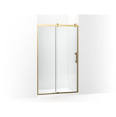 Kohler Rely 77'' H sliding shower door with 3/8''-thick glass - Vibrant Brushed Moderne Brass