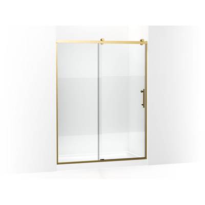 Kohler Rely 77'' H sliding shower door with 3/8''-thick glass - Vibrant Brushed Moderne Brass