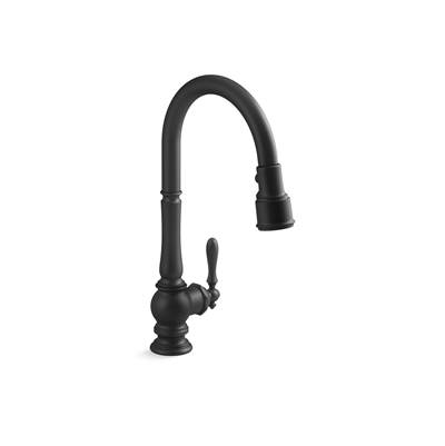 Artifacts Pull-down kitchen sink faucet with three-function sprayhead