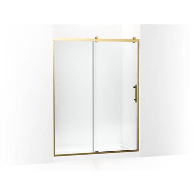 Kohler Rely 77'' H sliding shower door with 3/8''-thick glass - Vibrant Brushed Moderne Brass