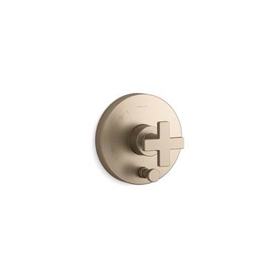Composed Rite-Temp valve trim with push-button diverter and cross handle