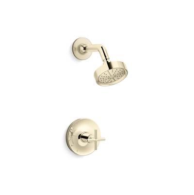 Kohler Purist Rite-temp Shower Trim Kit with Cross Handle, 1.75 Gpm - Vibrant French Gold