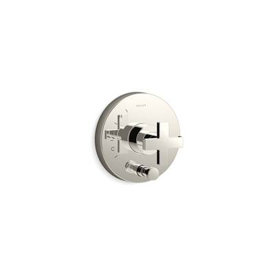 Composed Rite-Temp valve trim with push-button diverter and cross handle