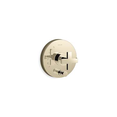 Composed Rite-Temp valve trim with push-button diverter and cross handle