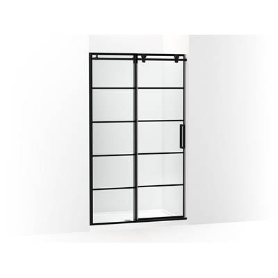 ComposedE Sliding shower door, 78'' H x 44-1/8 - 47-7/8'' W, with 3/8'' thick Crystal Clear glass with rectangular grille pattern