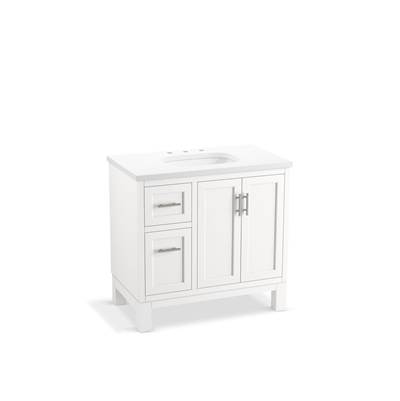 Kohler Quo 36'' bathroom vanity cabinet with sink and quartz top - White