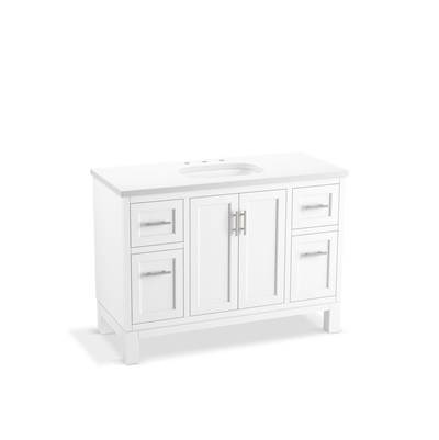 Kohler Quo 48'' bathroom vanity cabinet with sink and quartz top - White