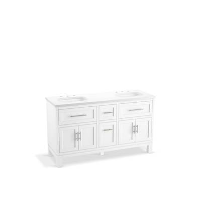 Kohler Quo 60'' bathroom vanity cabinet with sinks and quartz top - White