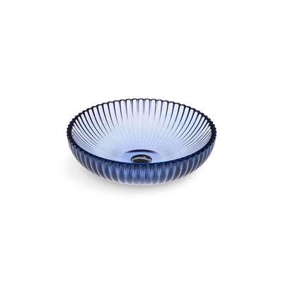 Kohler Salute 15'' round vessel bathroom sink, no overflow - Translucent Sapphire