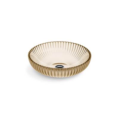 Kohler Salute 15'' round vessel bathroom sink, no overflow - Translucent Sandalwood