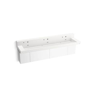 ConstellationE 90'' wall-mount trough lavatory system with backsplash