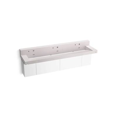 ConstellationE 90'' wall-mount trough lavatory system with backsplash