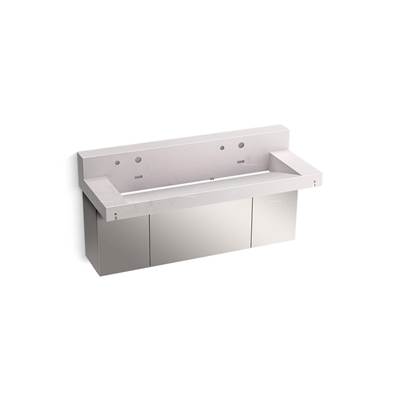 ConstellationE 60'' wall-mount trough lavatory system with backsplash