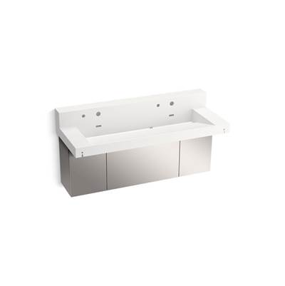 ConstellationE 60'' wall-mount trough lavatory system with backsplash