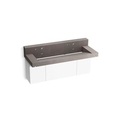 ConstellationE 60'' wall-mount trough lavatory system with backsplash
