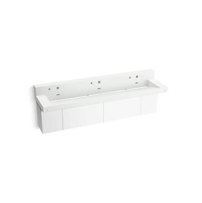 ConstellationE 90'' wall-mount trough lavatory system with backsplash