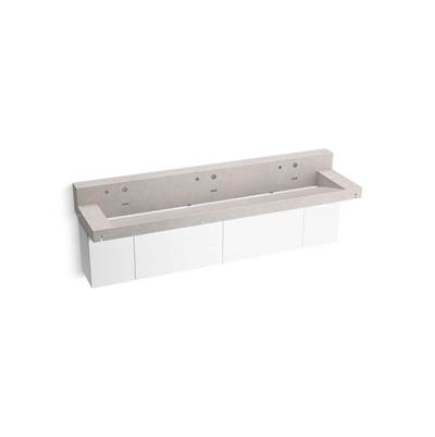 ConstellationE 90'' wall-mount trough lavatory system with backsplash