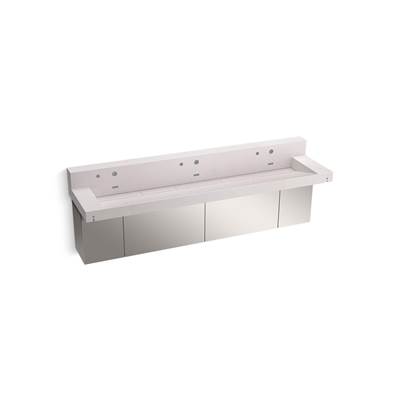 ConstellationE 90'' wall-mount trough lavatory system with backsplash