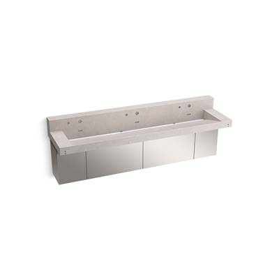 ConstellationE 90'' wall-mount trough lavatory system with backsplash