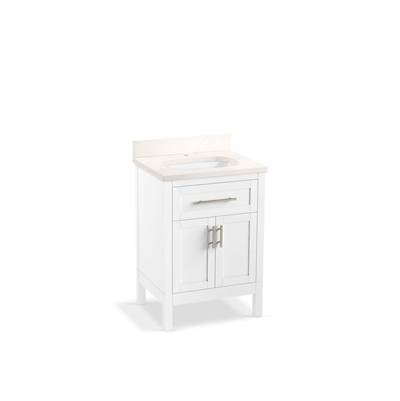 HadronE 24'' bathroom vanity cabinet with sink and quartz top - White